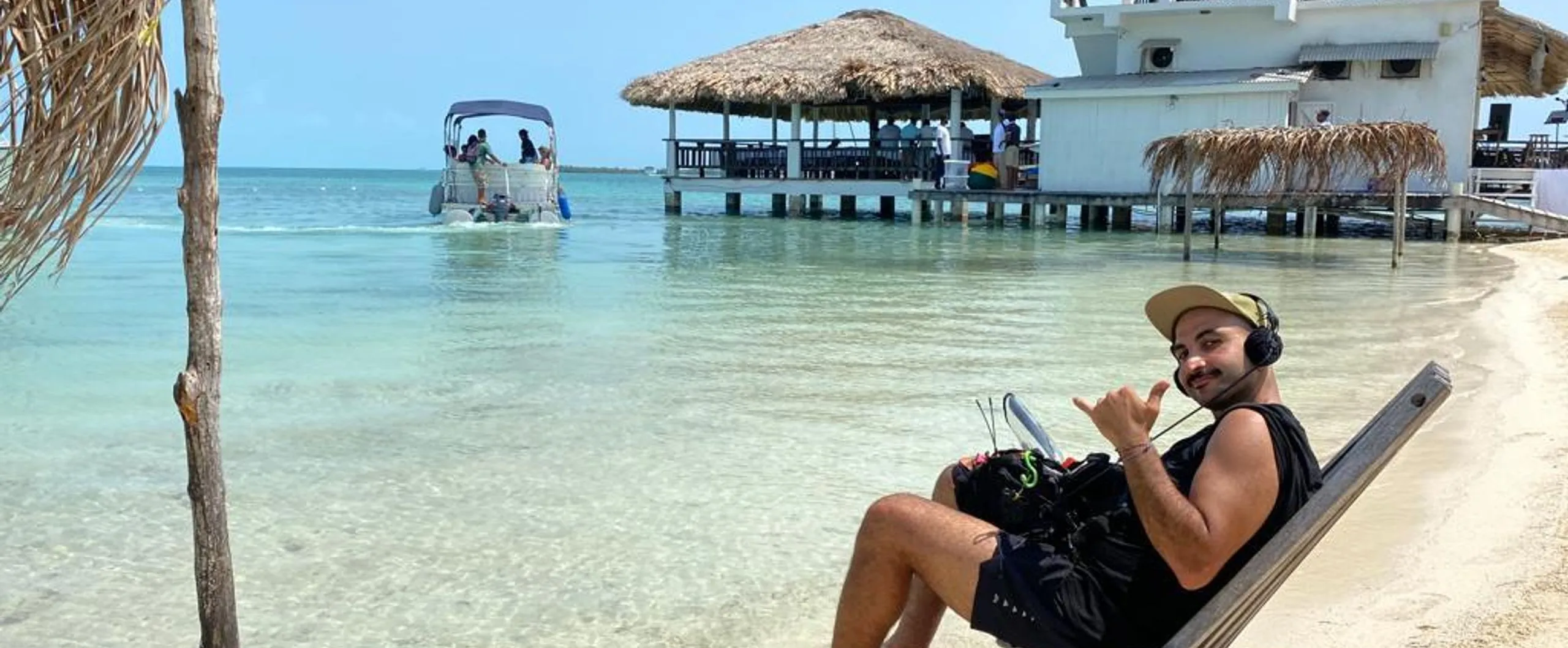 Mike Jaballah recording location sound in Belize