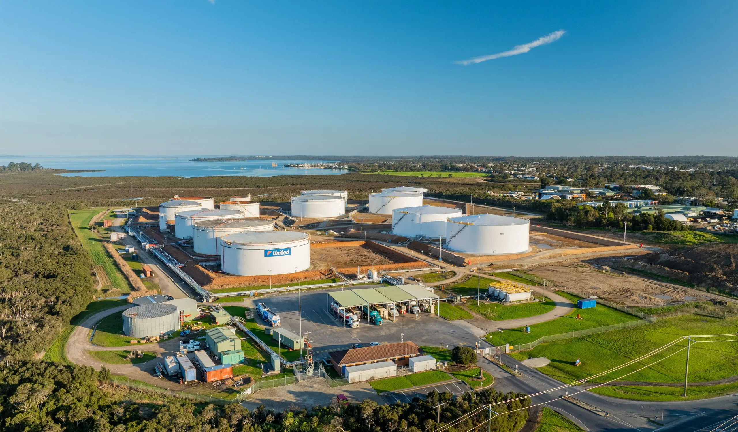 Drone photo of the United Petroleum site at Hastings