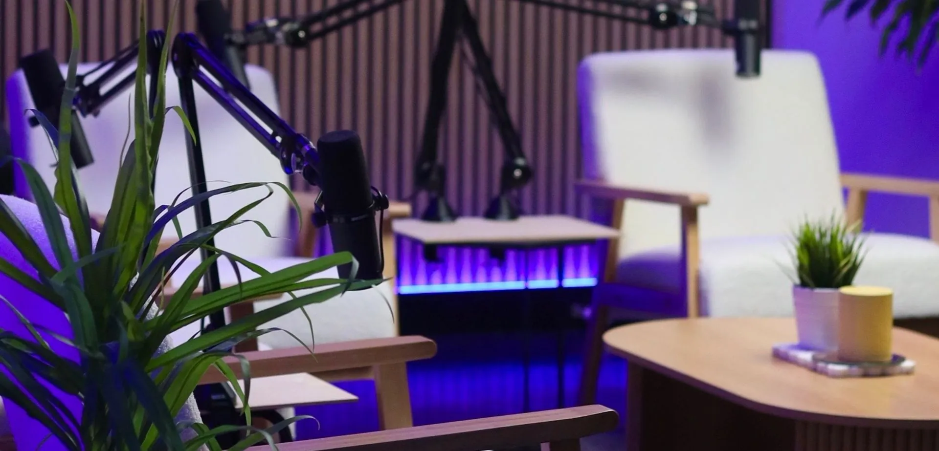 Podcast studio at The Cotton Mills in Footscray, set up for a recording