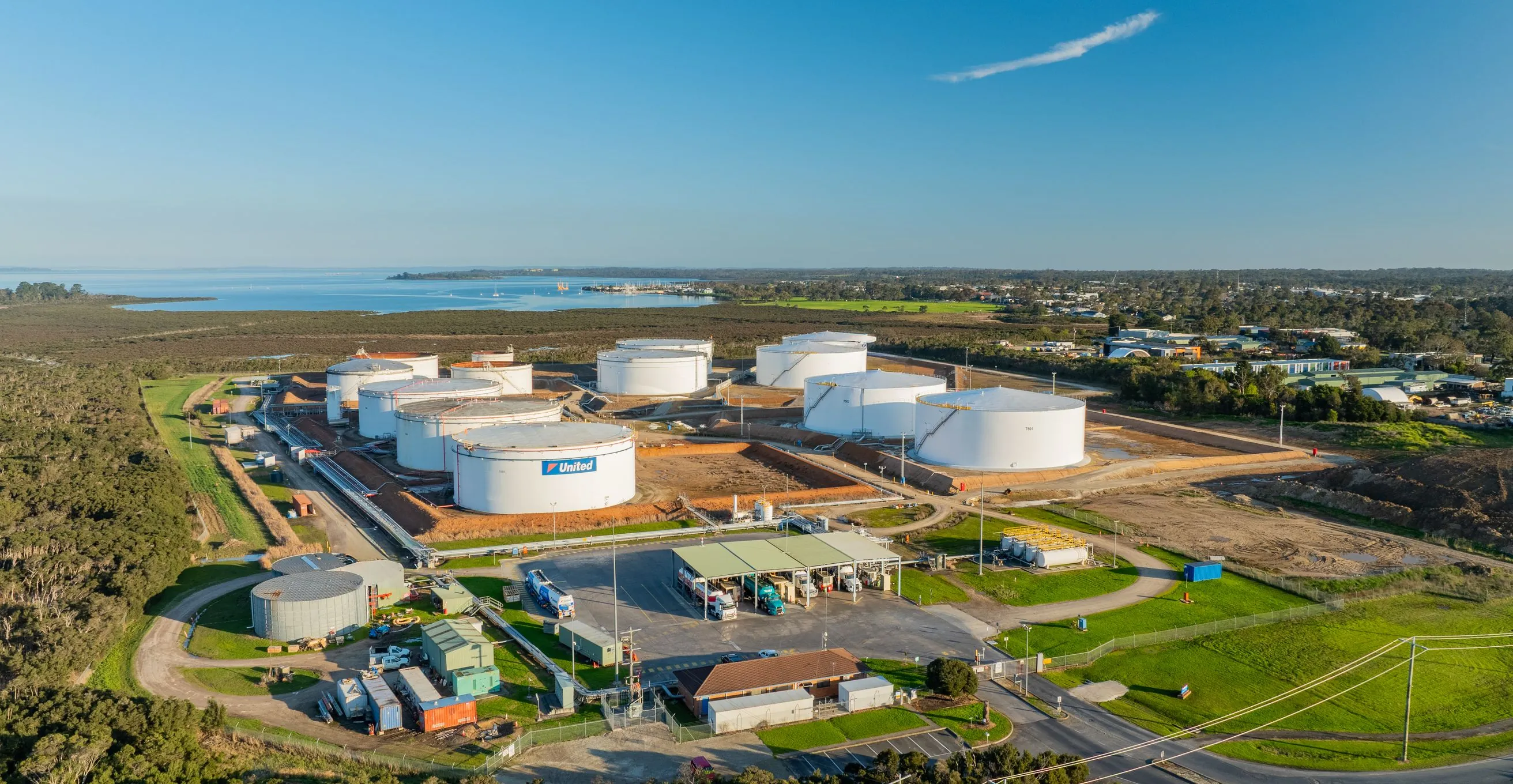 Drone photo of the United Petroleum site at Hastings
