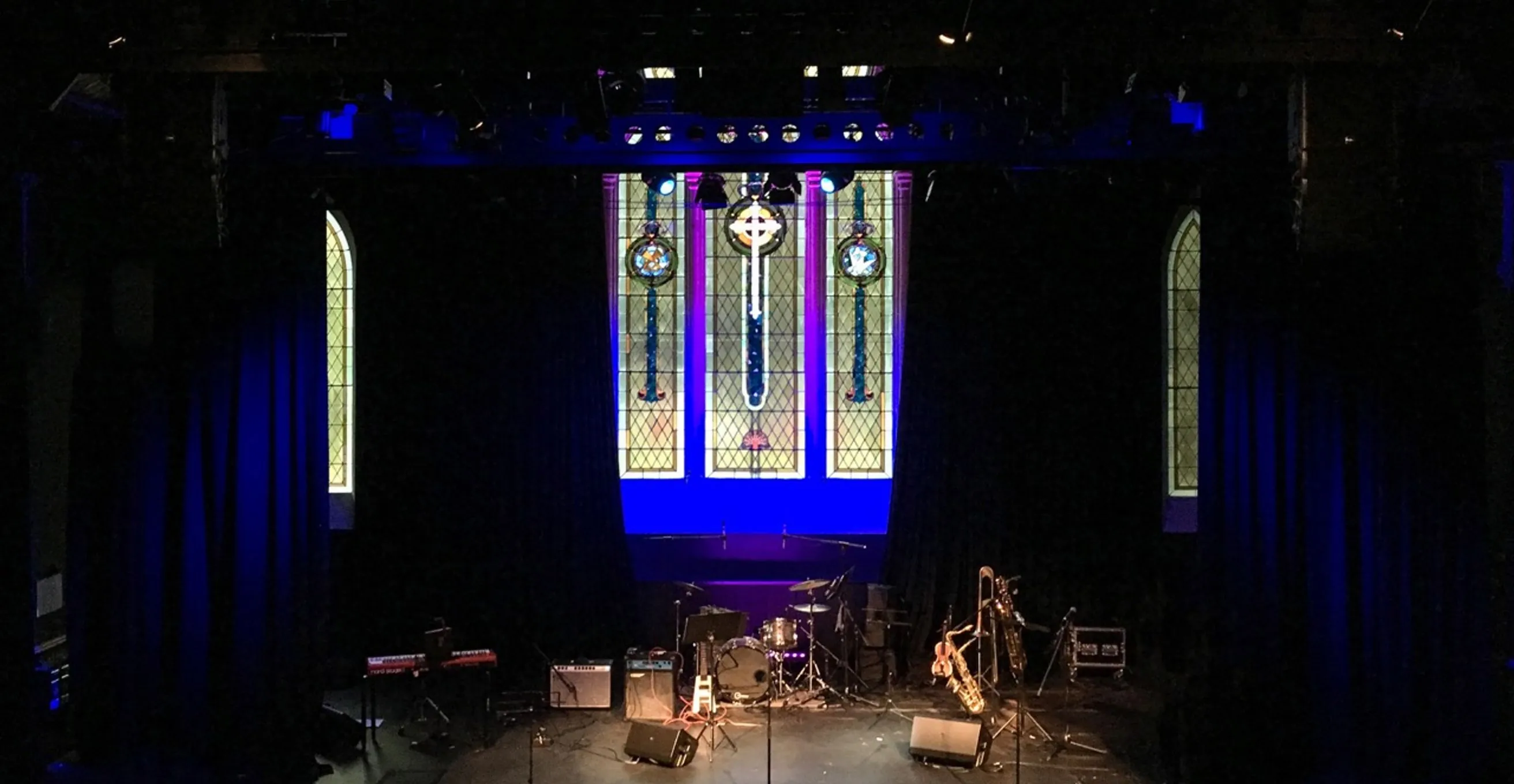 Chapel Off Chapel stage set up and ready before a show